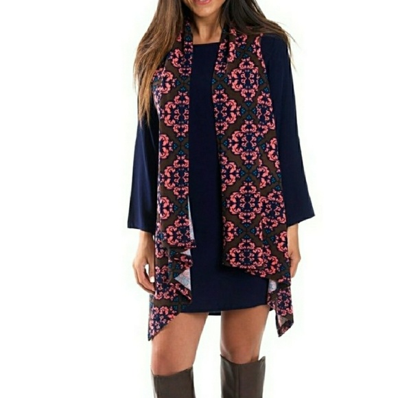 Waterfall Vest/Scarf-Mocha Print - Picture 3 of 6